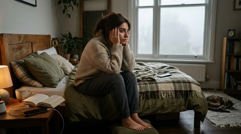 Innere Unruhe — Person dreht sich unruhig im Bett