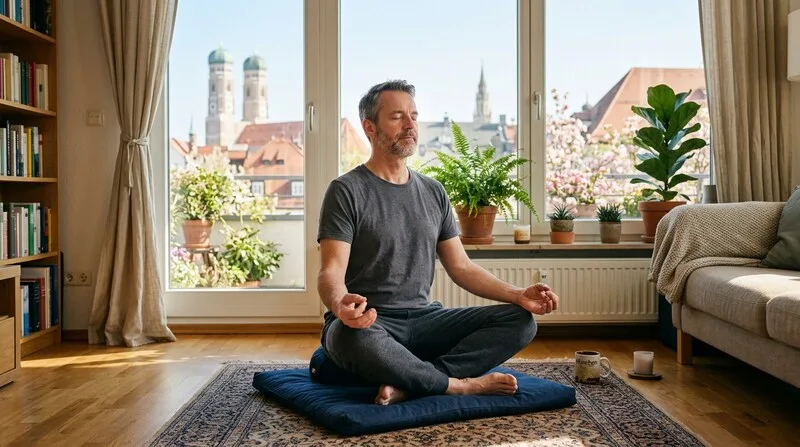 Frau macht Yoga und Achtsamkeitsübungen zur Erholung