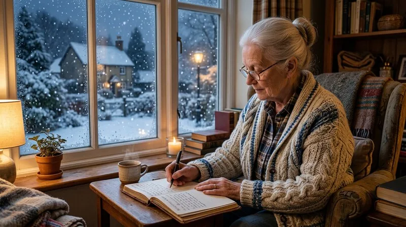 Frau schreibt in Notizbuch — Gedanken ordnen